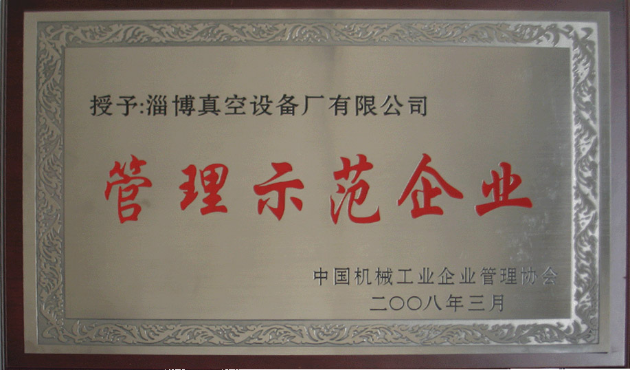 2008年3月，公司被中國機械工業企業管理協會授予“管理示范企業”
